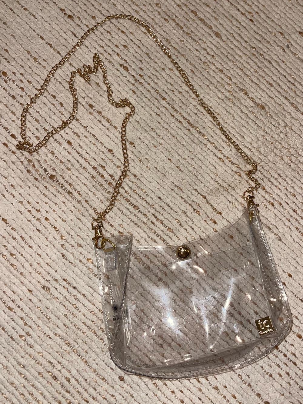 Clear bag with gold chain strap by Tru Colors Gameday